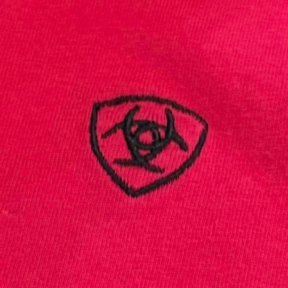 Ariat Women's Medium Pink Equestrian Polo Shirt Striped Trim Performance M/M - Picture 3 of 3